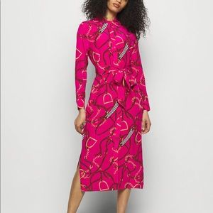 RALPH LAUREN Feyella Long-Sleeve silk Shirt Dress sz 12 pink elegant, NWT
